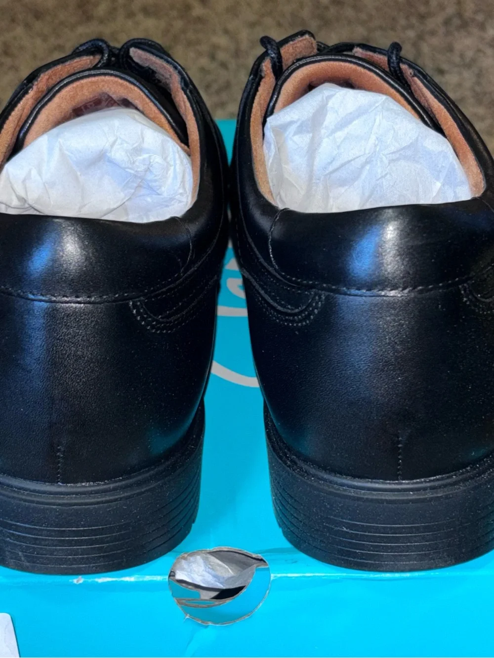Clarks Men’s Eldredge Plain Leather Oxford Shoes 26180261 Size 12 Wide Black